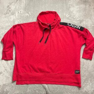 Calvin Klein Women's Performance Cowl Neck Sweatshirt Medium Red 3X